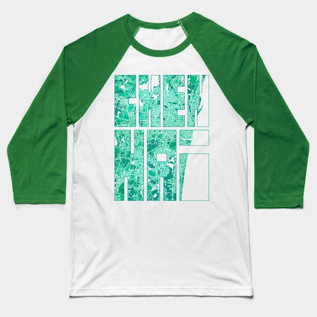 Chennai, India City Map Typography - Watercolor Baseball T-Shirt by deMAP Studio